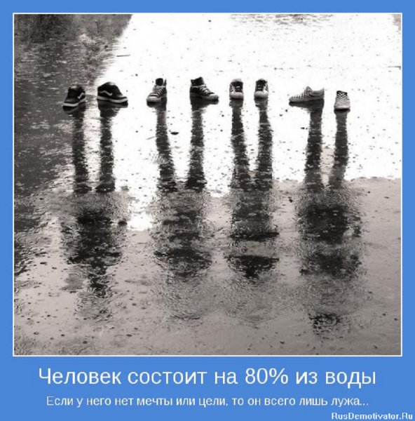 Человек на 80% состоит из воды