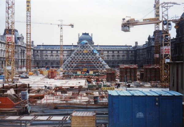 Louvre Pyramid construction 1987