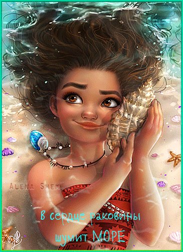 Анимированная открытка в сердце раковины