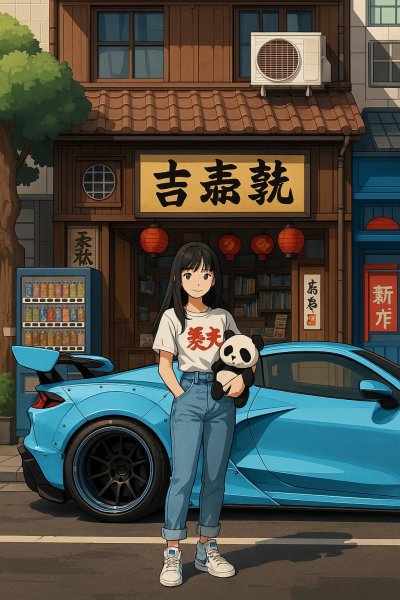 Девушка ретро аниме авто