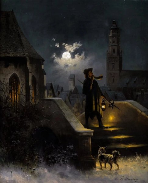 Иоганн Фридрих Хеннингс Ночной сторож в Нёрдлингене, 1880