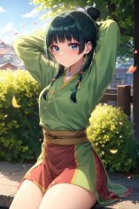 Green summer girl art