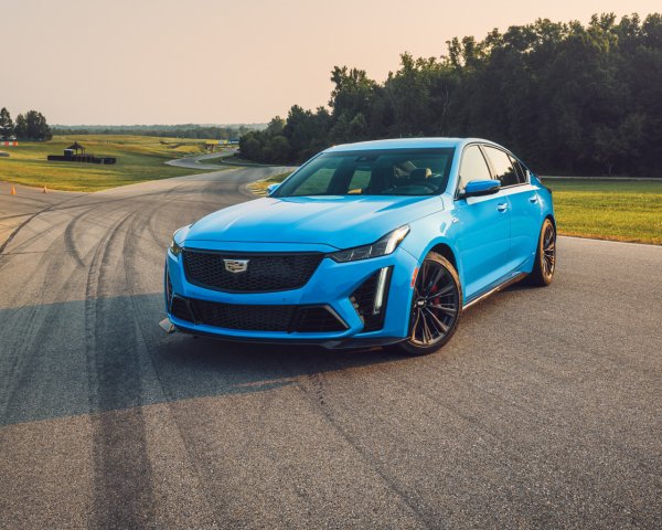 Cadillac CT5-V Blackwing blue car on the road 154840 10