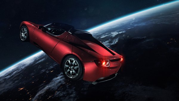elon musk tesla roadster in space