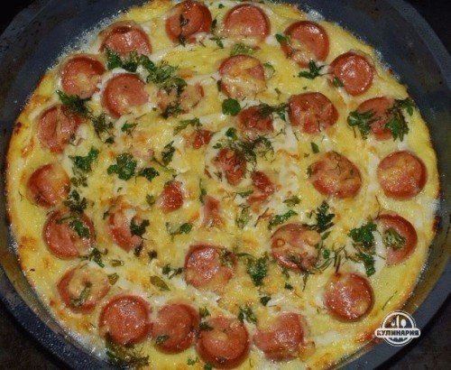 КАРТОФЕЛЬНЫЙ ПИРОГ С СОСИСКАМИ