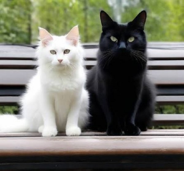 Чёрный и белый коты