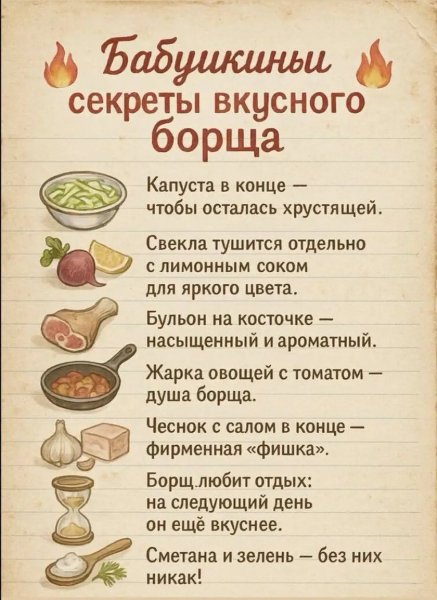 Бабушкины секреты вкусного борща