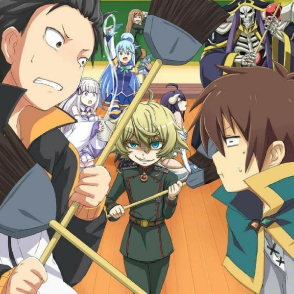 Ainz, Kazuma, Subaru, Tanya - Isekai Quartet