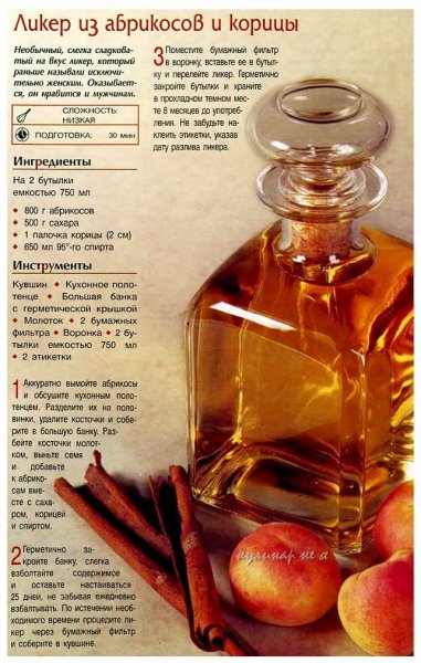 Ликер из абрикосов и корицы