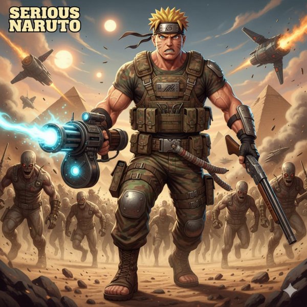 Наруто Узумаки выполнен в стиле персонажа Serious Sam
