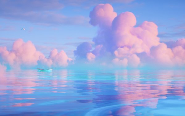 Blue-sea-pink-clouds