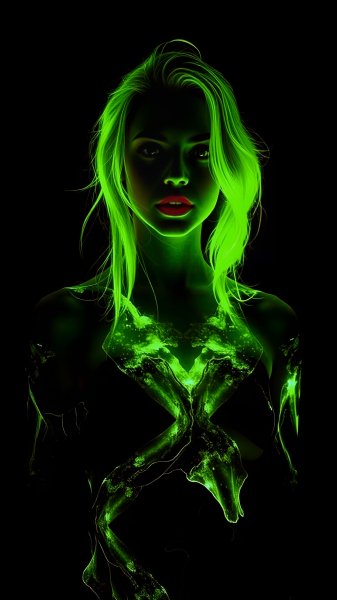 Black-wallpaper-amoled-girl-in-green-040925