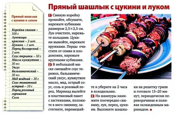 Пряный шашлык с цукини и луком