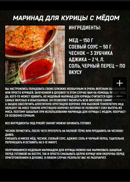 Маринад для курицы с мёдом
