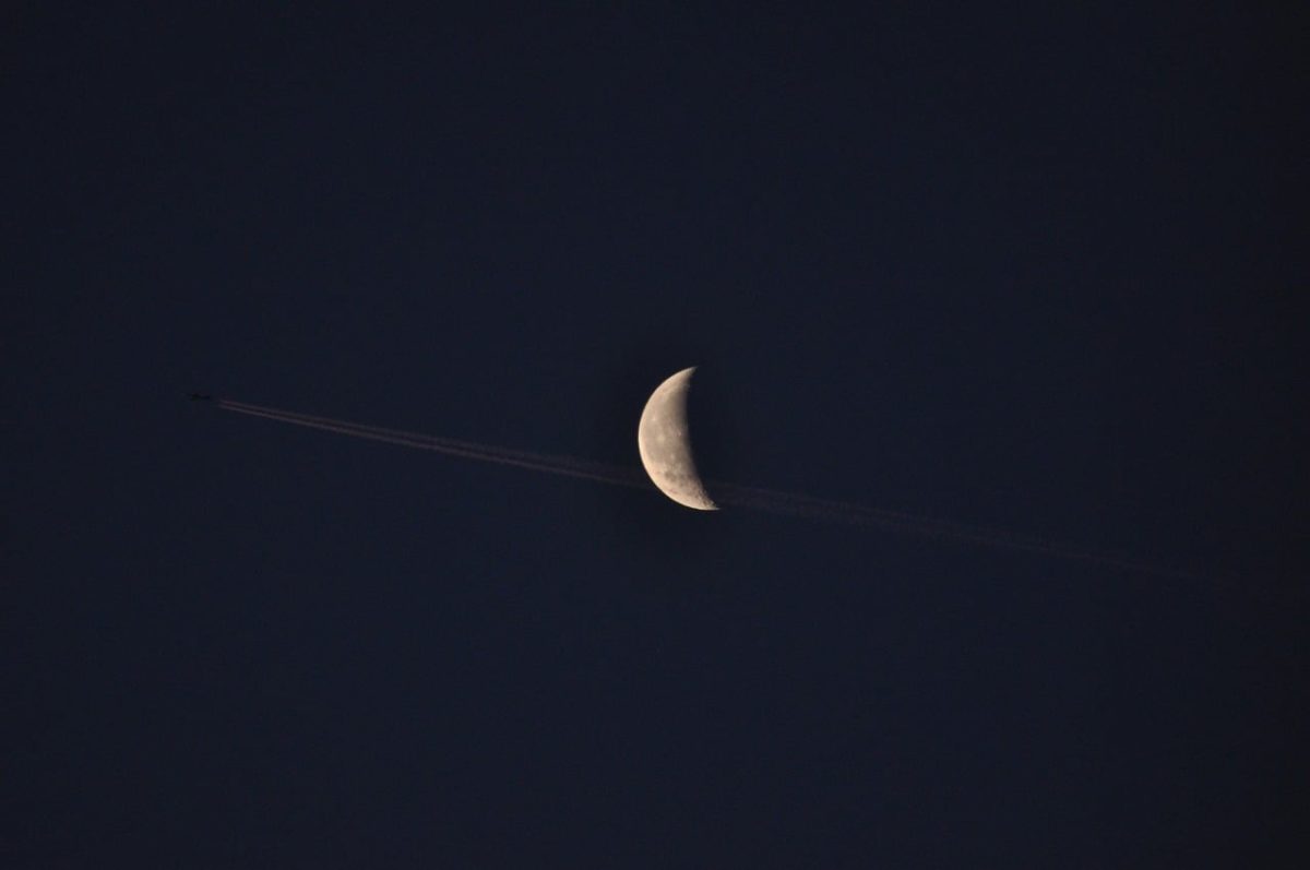 moon, airplane, nature, night sky, nightsky, sky, astronomy