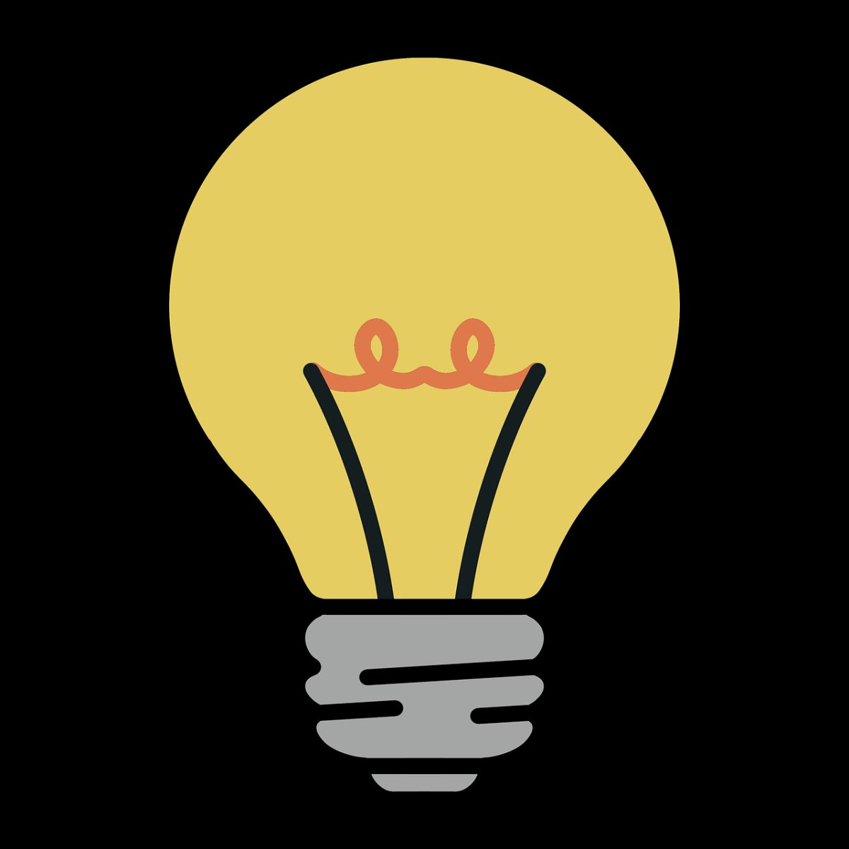 light bulb, idea, creativity, innovation, wisdom, education, learning, inspiration, abstract, symbol, intelligence, insight, solution, icon, modern design, minimal design, dark theme, thinking, brainstorming, smart idea