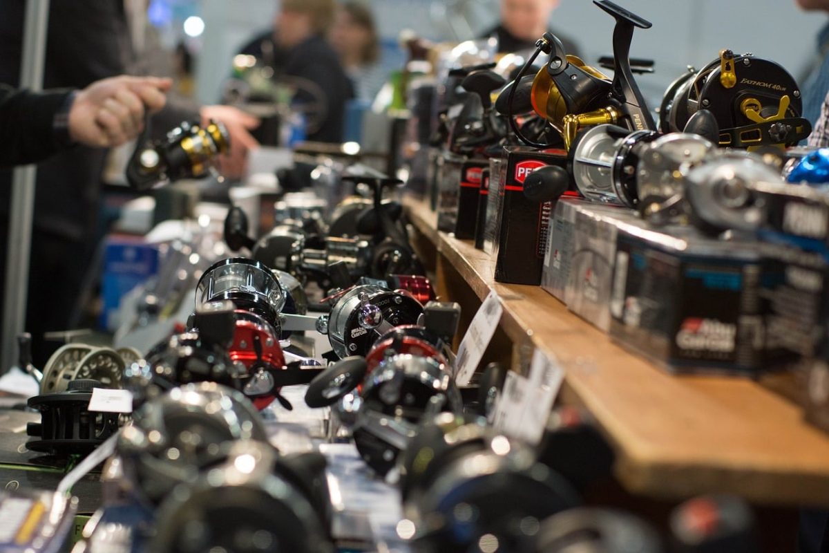 spinning reel, boat show, fishing, fishing reel