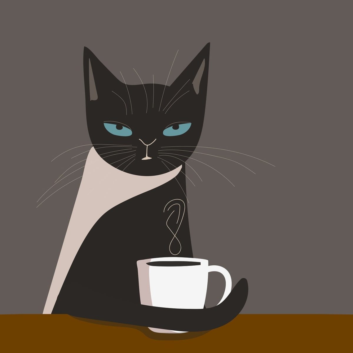 cat, pet, coffee, background, drawing, boho, bohemian, poster, art, animals