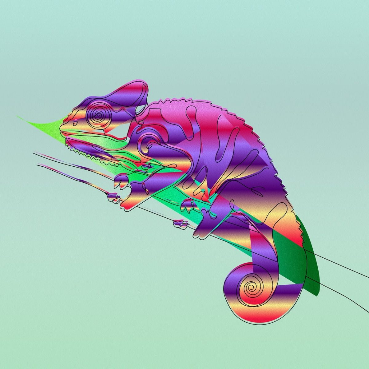 background, animal, colors, chameleon, reptile, nature, lizard, exotic, beautiful wallpaper, color, drawing