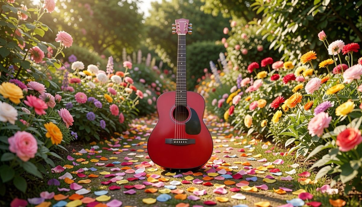 viola, violin, guitar, nature, music, violet, objects, instrument, song, sound, guitarist, acoustic, flor, flores, ai generated