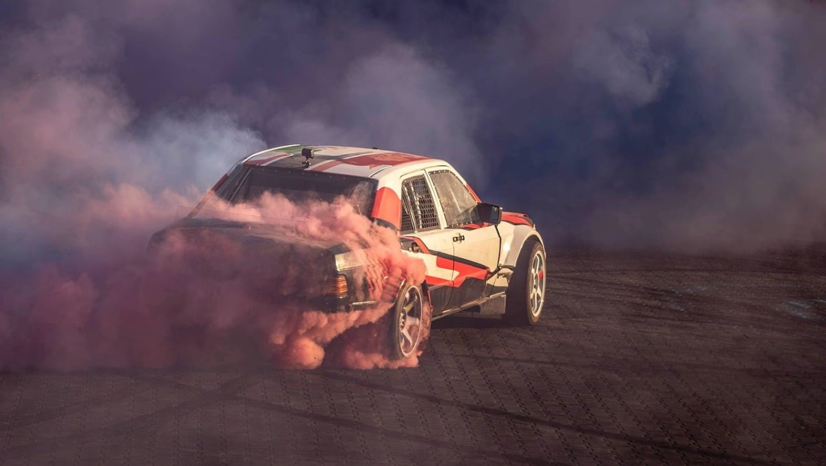 car, track, smoke, drift, speed, colors, red, sports car, burnout, tuning, action, motorsport, performance, rubber, tire, tire track, force, slide