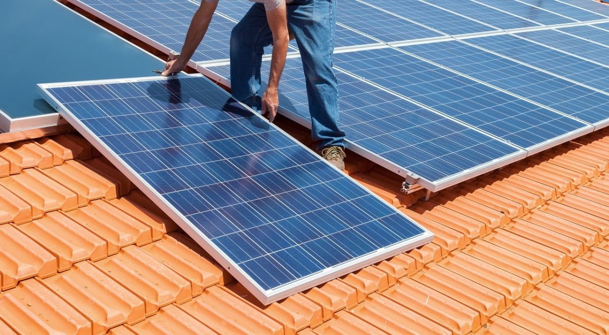 solar panel, roof, installation, renewable energy, solar energy, ecology, sustainability, solar technology, energy efficiency, photovoltaics, worker, roof tile, clay color, outdoor, technology, maintenance, workwear, panel, industry, roof work