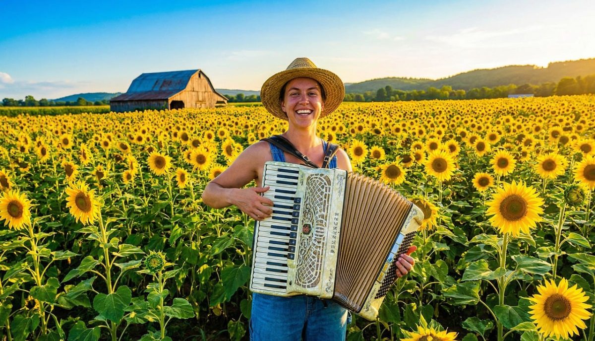 acordeon, accordion, nature, gait, gaita, music, sanfona, flor, verde, flora, naturaleza, plant, ia, accordionist, acordeons, bagpipes, instrumento musicais, bagpiper, girl, ai generated