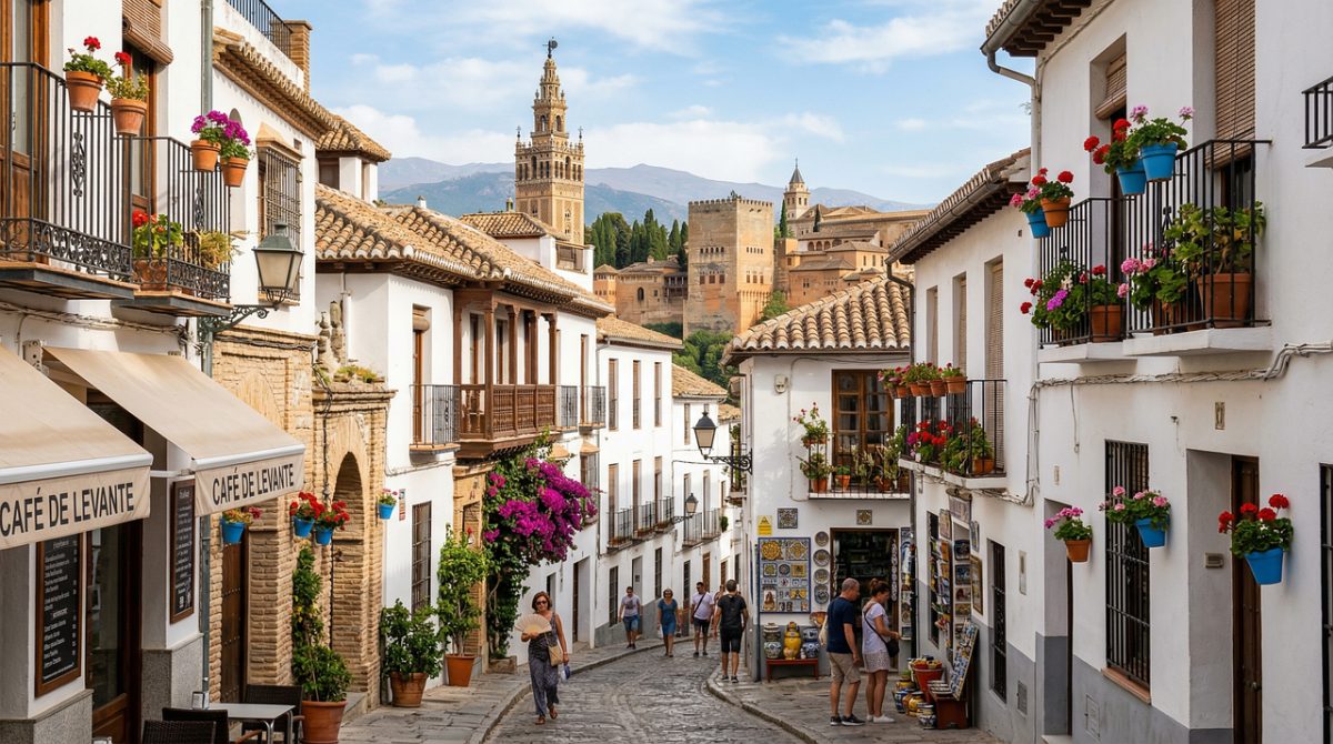 ai generated, buildings, road, shops, town