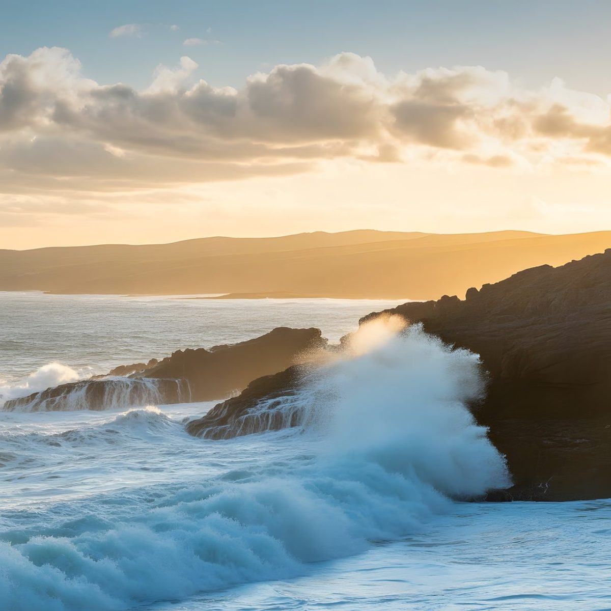 ocean, water, nature, sea, beach, coast, rocks, waves, dawn, sunrise, landscape, clouds, sunset, surf, mood, scenic view, splashing wave, bronze, ocean view, east coast