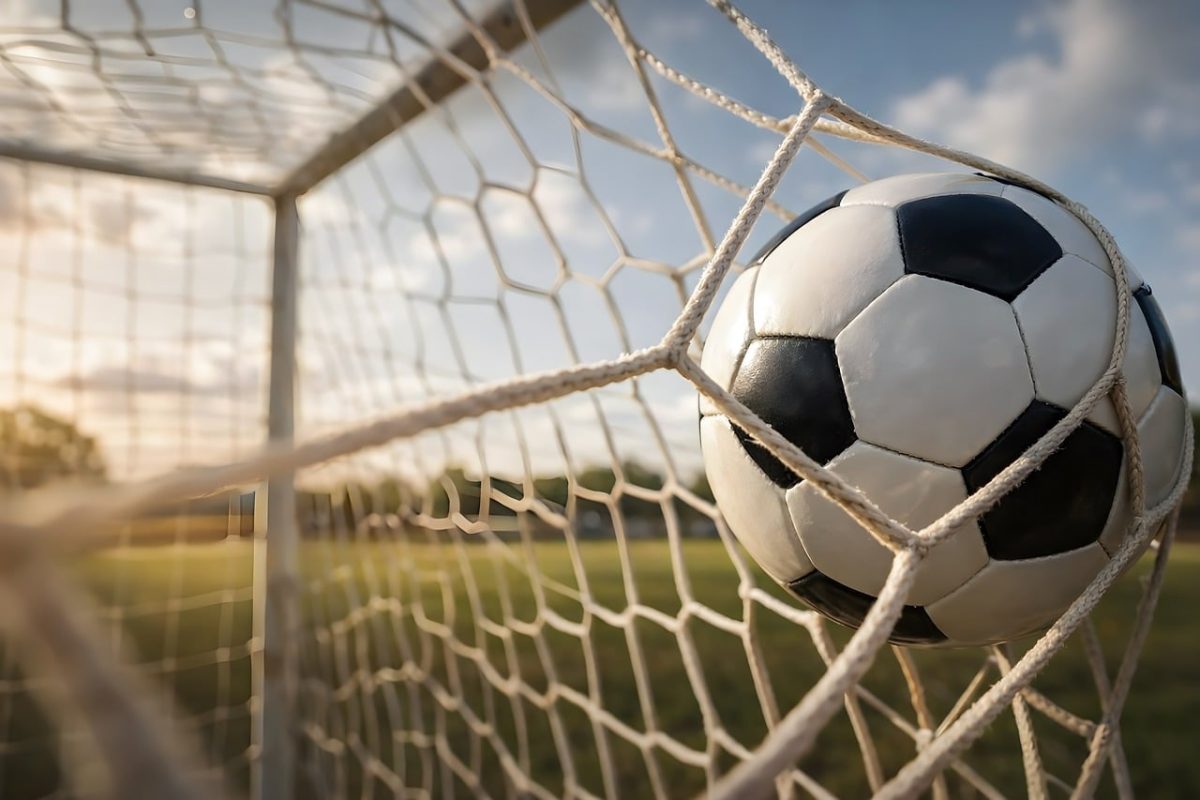soccer, goal, ball, net, kick, soccer ball, field, grass, stadium, game, nature, sport event, energy, dynamic, competition, play, shoot, visual, moment, goal line, scoring