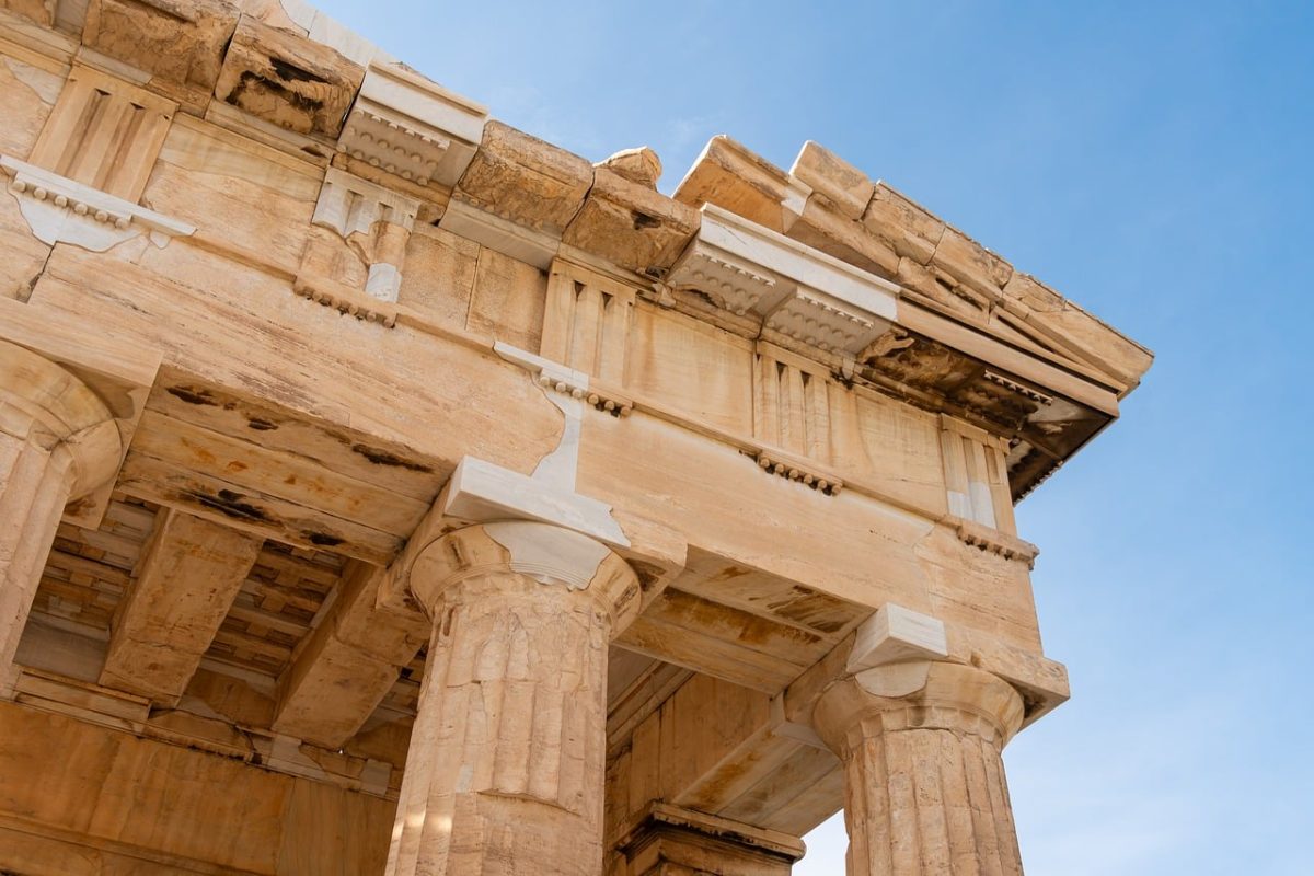 athens, acropolis, greek, temple, architecture, history, city, monument, travel, building, parthenon, column, ancient, archaeology, paving stone, ruins, blue sky, doric, nature, tourism, remnant