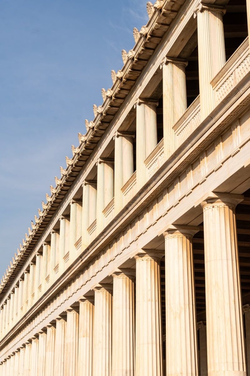 columns, architecture, greece, athens, ancient, cornice, culture, history, greek, tourism, monument, nature, archaeology, building, sun, tourist attraction, facade, photography, ancient building