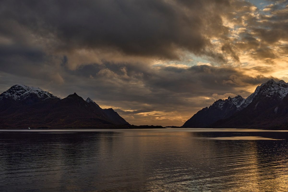 mountains, nature, sunset, sea, clouds, nordic landscapes, peaceful, panorama, lake, silence, reflection, calm, contemplation, scene, light, autumn, landscape photography, distance, bay, calm waters