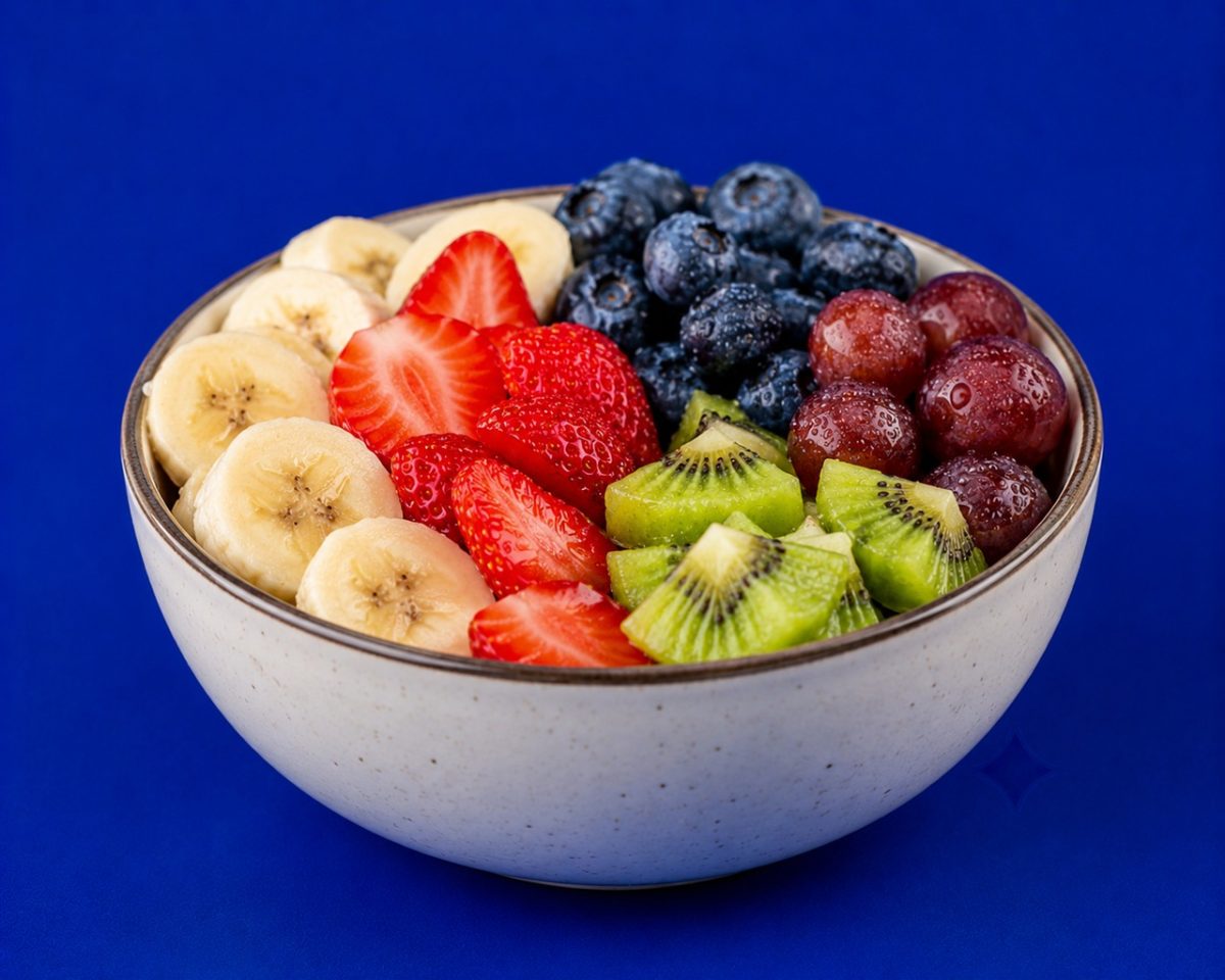 fruit, salad, bowl, strawberry, banana, blueberry, grape, kiwi, healthy, breakfast, nature, snack, fresh, mix, nutritious, colorful, delicious, organic, diet, summer
