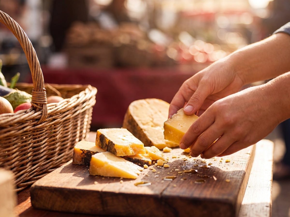 cheese, cutting, cutting board, wooden, market, hands, cheese slices, basket, food, fresh, shadow, light, piece, farm, outdoor, appetite, tasting, agriculture, tradition, rural, dairy product, natural