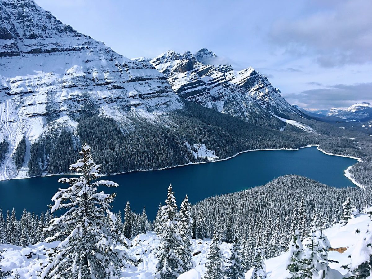winter, mountains, lake, snow, forested, hiking, outdoors, canadian nature, blue water, winter landscape, scenic views, wide open space, nature, tourist attraction, natural beauty, inspiration, lake view, relaxation, peaceful