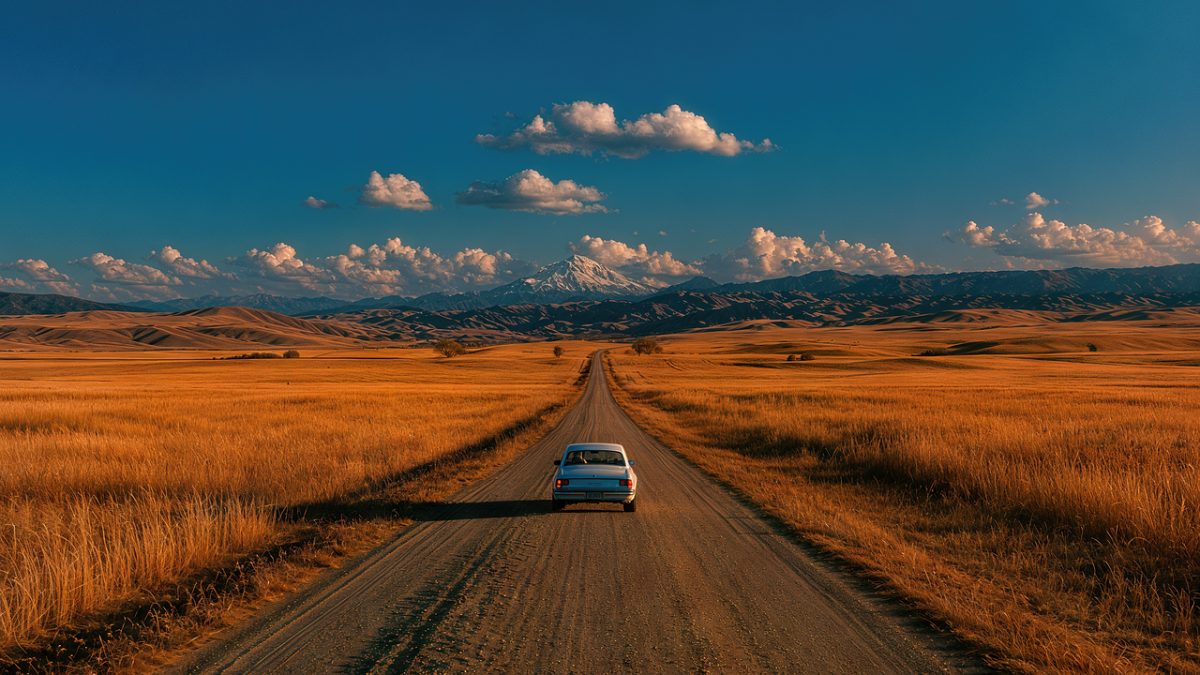 car, road, mountain, landscape, sky, clouds, nature, field, car wallpapers, summer, travel, adventure, solitude, journey, tranquility, lonely, sunset, blue sky, peaceful, endless