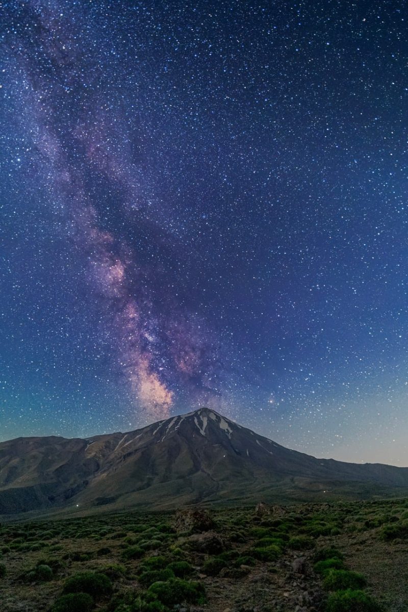 astronomy, astrophotography, milky way, stars, mountains, night, sky, cosmos, night sky, universe, damavand mountains, night landscape, galaxy, nature, mountain peak, starry sky, astrology, stargazing, hiking