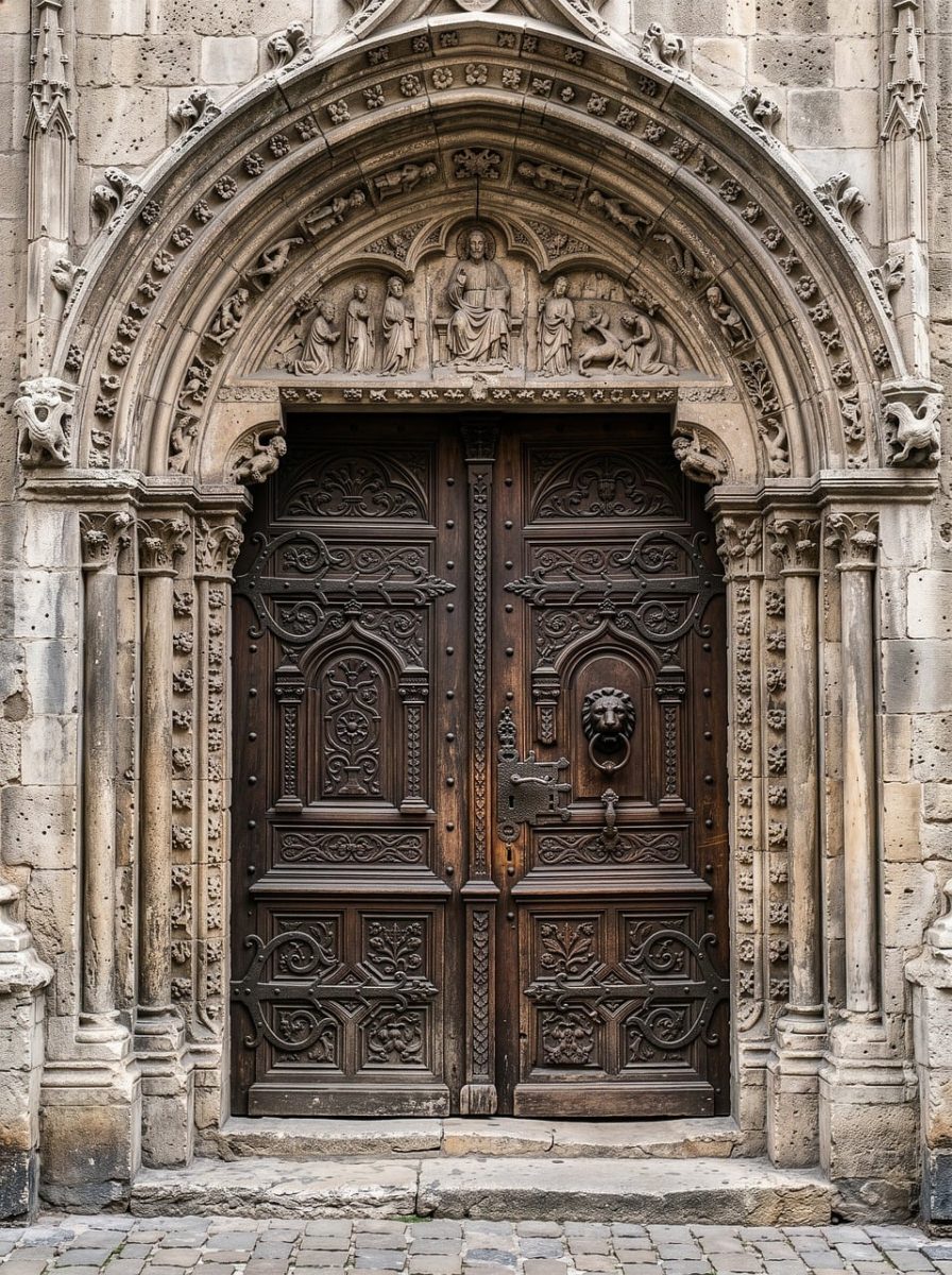 cathedral, church, door, relief, statue, portal, entrance, architecture, gothic, religion, christianity, carving, wood carving, stone, ornate, stonework, medieval, history, entry, historical