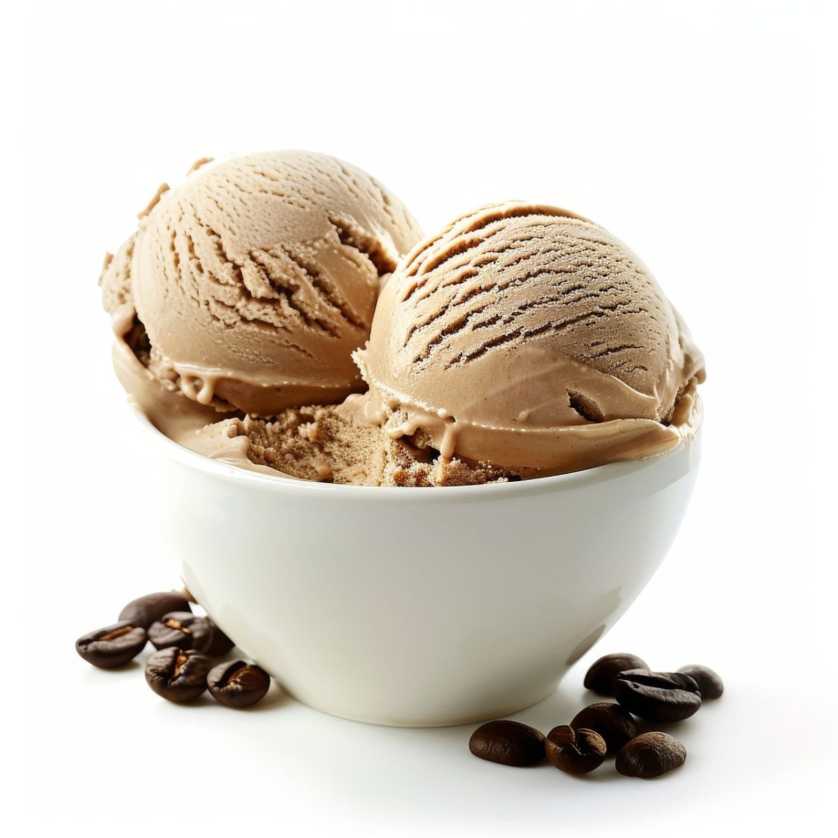 ice cream bowl, coffee cup, coffee, coffee ice cream, creamy dessert, coffee beans, dessert, white background, ice cream in bowl, sweet dessert, cold treat, vanilla ice cream, delicious flavor, indulgence, cold, cup, refreshing treat, dessert for warm weather, favorite, quick snack, cream