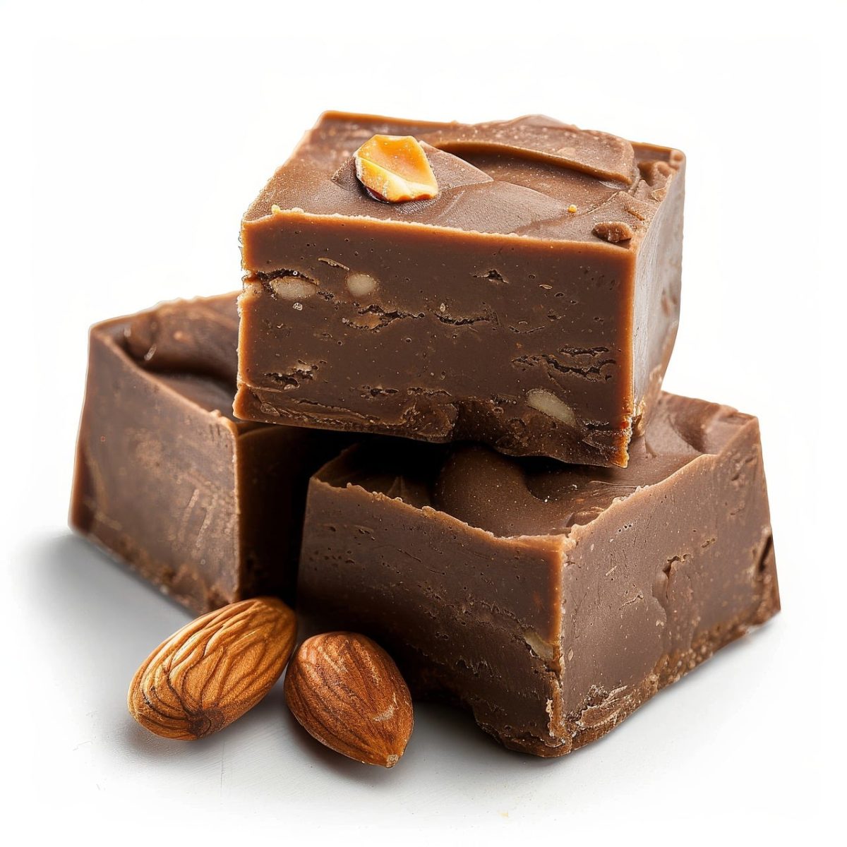 chocolate, fudge, almond, dessert, milk-chocolate, sweet, piece, nut, square, gourmet, delicate, delicious, milky, chocolate-slices, homemade, decadent, confectionery, milk-toffee, chestnut, flavor