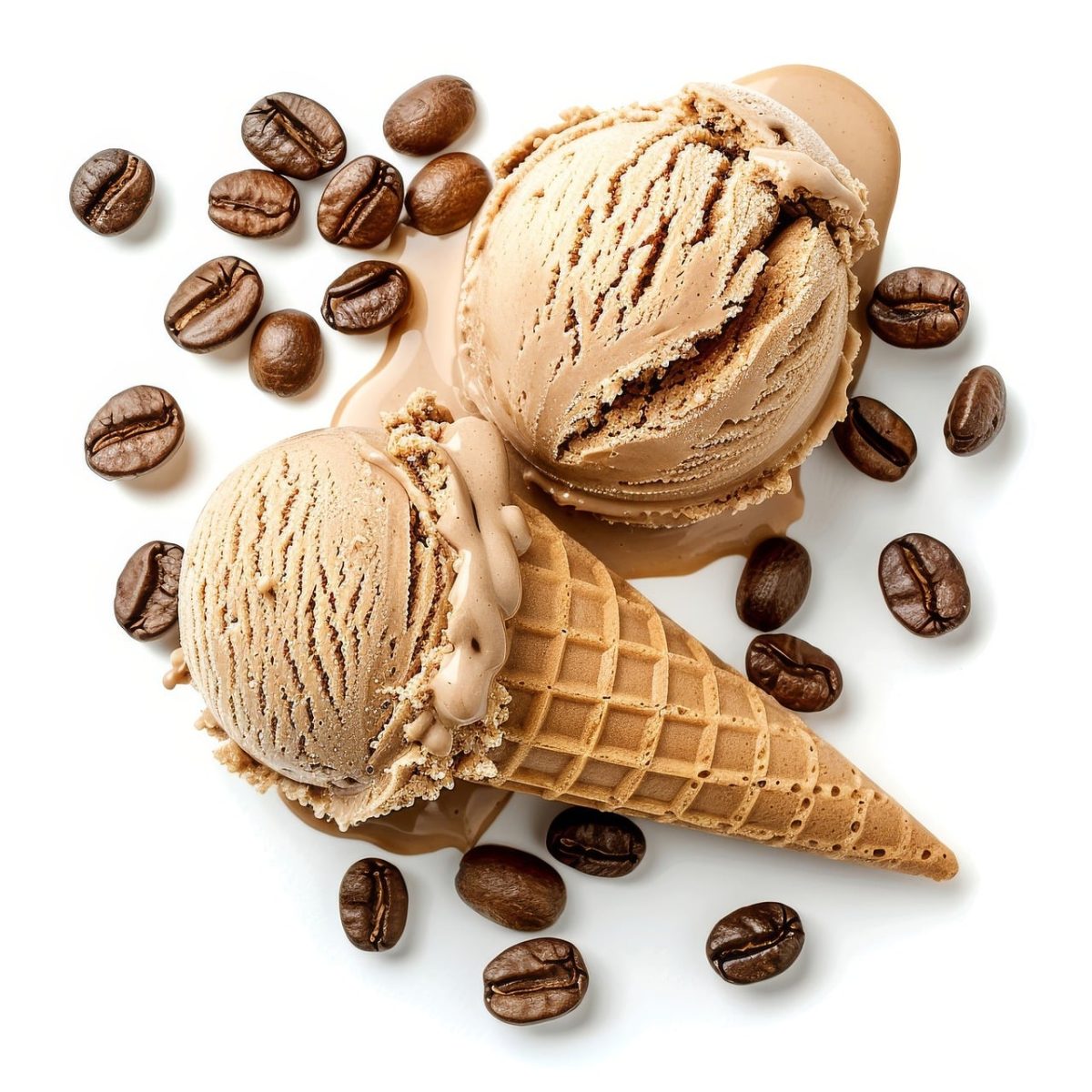ice cream, coffee, coffee beans, cone, sweet, chocolate, dessert, chilled, treat, refreshing, texture, frozen, ice, creamy, dairy, tasting, vanilla, tasty, fresh, crunchy, blend