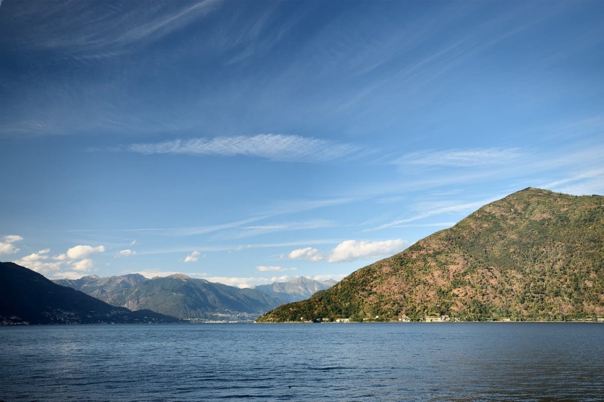lake, nature, mountain range, blue sky, piedmont, western, mountains, sky, clouds, angle, village, landscape, blue, stress, stresa, tourism, sunny day, resort, northern italy, vacation spot