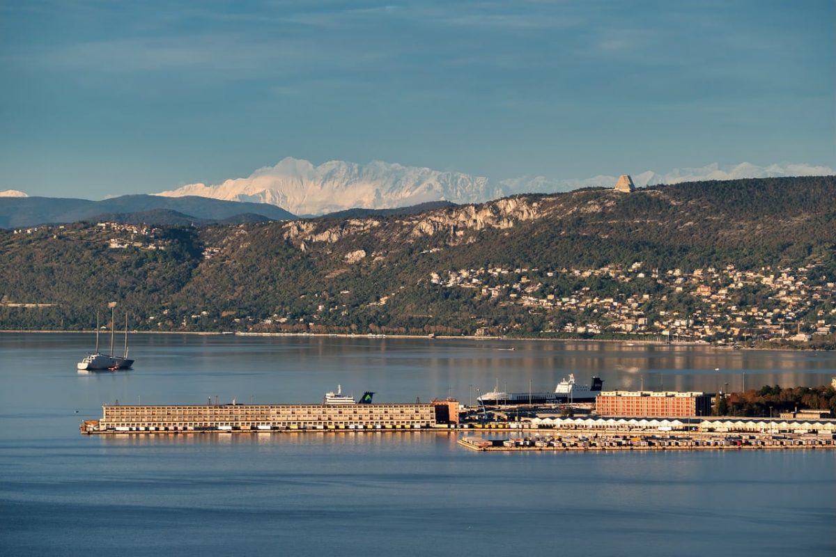 nature, landscape, sea, sky, port, trieste, italy, panorama, ship, coast, mountains, location, city, tourism, natural, sunlight, peaceful, europe