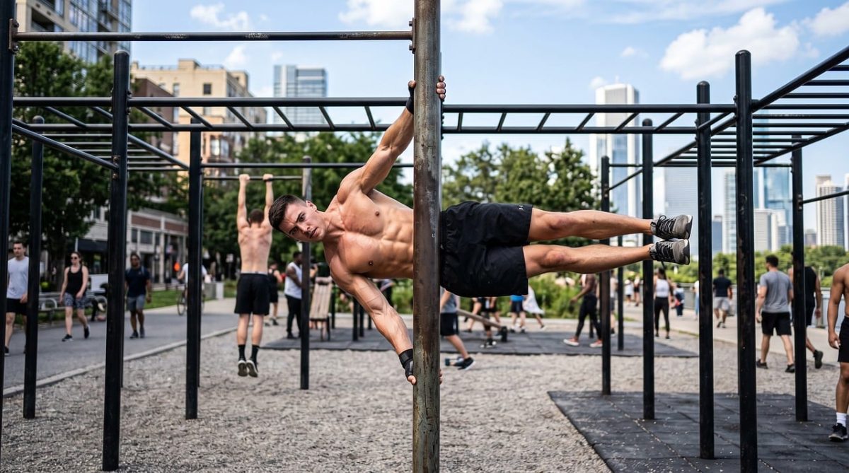 street workout, calisthenics, human flag, vertical metal post, calisthenics park, muscle strength, core strength, outdoor fitness, bodyweight, urban park, physical fitness, strength and conditioning, urban fitness, outdoor exercise, outdoor strength training, balance, strength, endurance training