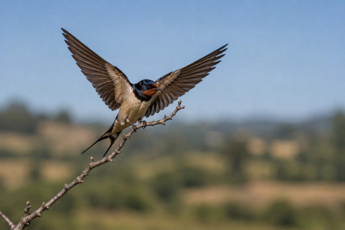 swallow, flight, branch, landscape, nature, flying bird, sky, wingspan, bird species, flight mechanics, pursuing predators, natural ecosystem, birds in flight, swallow icon, europe, bokeh background, rural, green areas, ornithology
