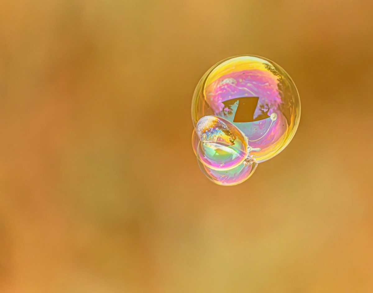soap bubble, iridescence, reflection, floating, yellow background, macro, hd wallpaper, abstract, delicate, warm tones, spherical, background, wallpaper, round, blurred, fragile, rainbow, colorful, soft, cluster, magical