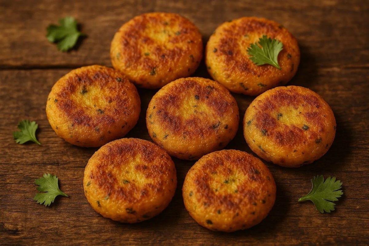 potato pancake, indian street food, fried, crispy, golden, snack, coriander, wooden table, vegetarian, nutrition, spice, traditional, indian food, appetizer, restaurant, diet, easy, simple recipe, cooking, food