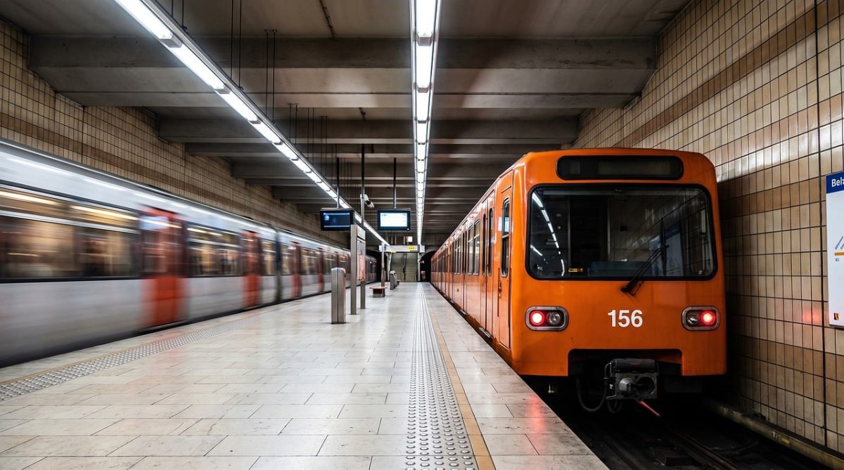 metro, station, train, platform, train carriage, orange, public transport, urban, speed, modern, motion, motion blur, commute, transportation, concrete walls, metro lights, metro exit, carriage number, travel time