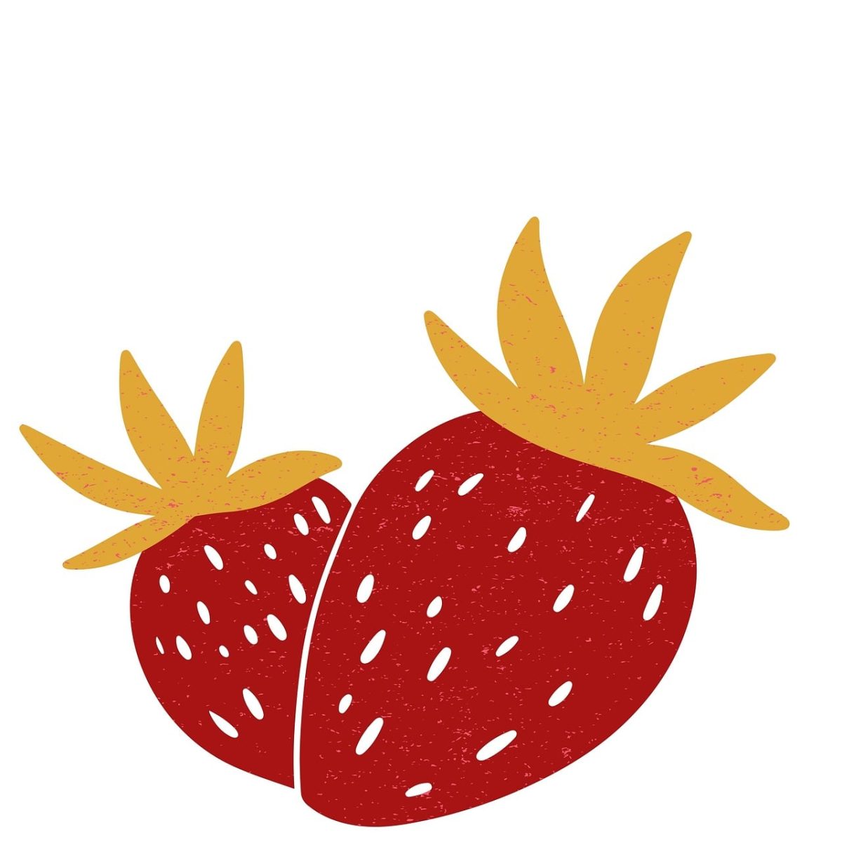 strawberries, fruit, nature, red, yellow, drawn, leaves, dessert, natural, healthy, fresh, sweet, pattern, simple, modern, art, tropical